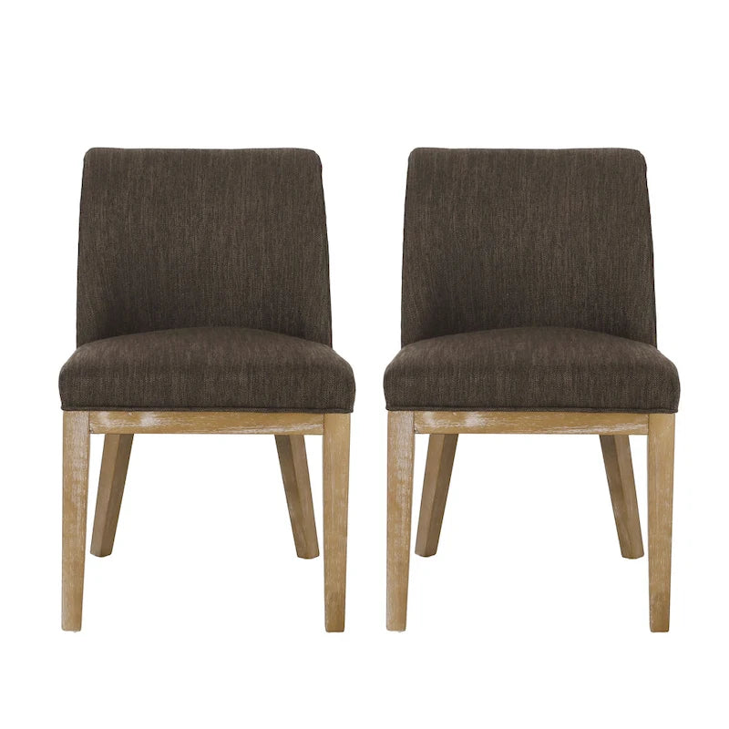 Chaises de salle à manger en bois rembourrées en tissu Camas (lot de 2) par Christopher Knight Home