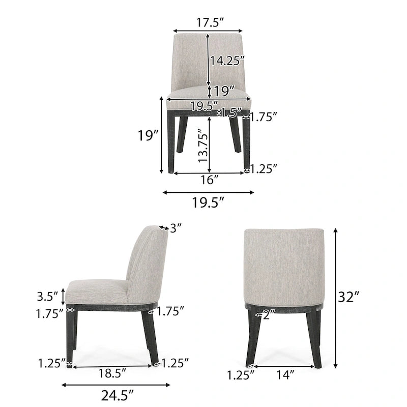 Chaises de salle à manger en bois rembourrées en tissu Camas (lot de 2) par Christopher Knight Home