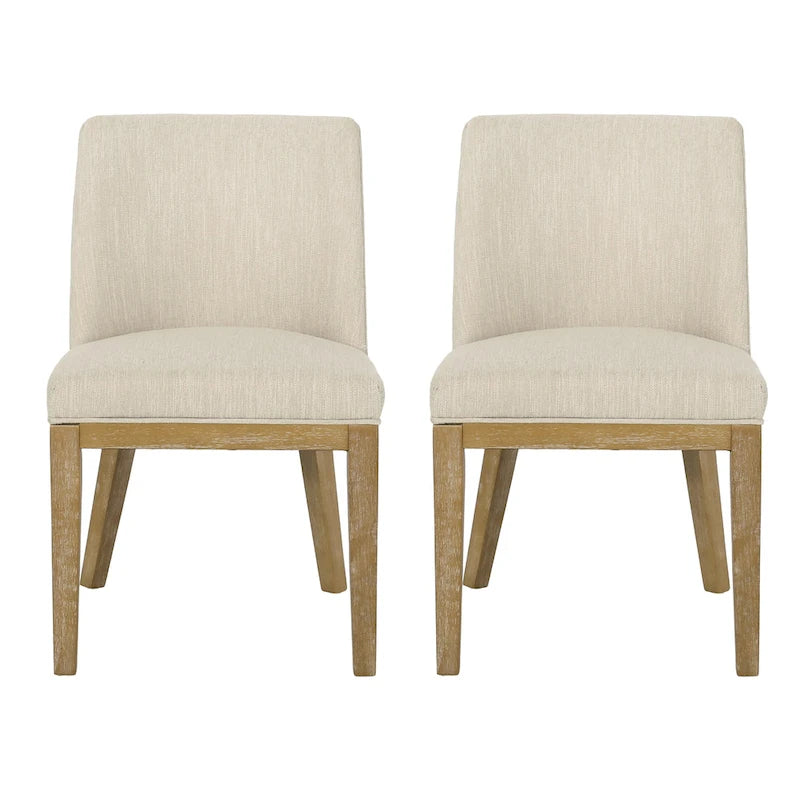 Chaises de salle à manger en bois rembourrées en tissu Camas (lot de 2) par Christopher Knight Home