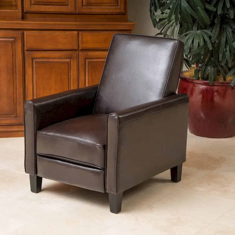 Fauteuil inclinable de club en cuir reconstitué noir Darvis de Christopher Knight Home