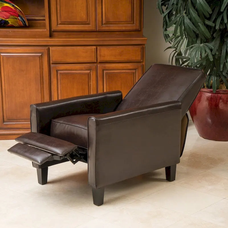 Fauteuil inclinable de club en cuir reconstitué noir Darvis de Christopher Knight Home