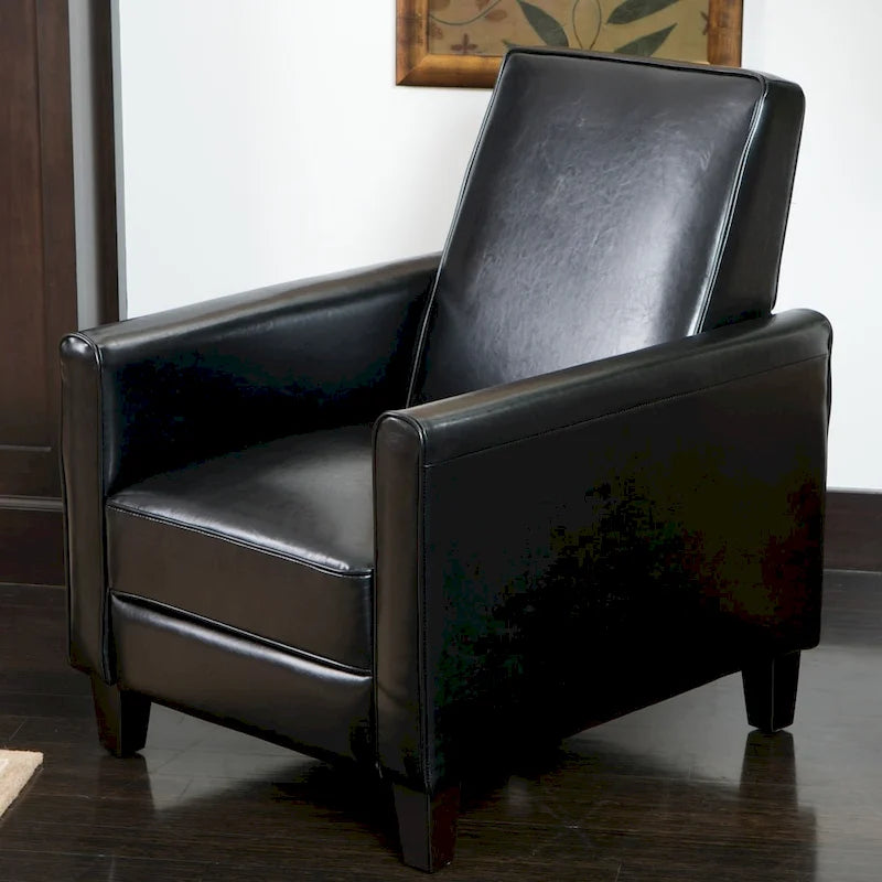 Fauteuil inclinable de club en cuir reconstitué noir Darvis de Christopher Knight Home