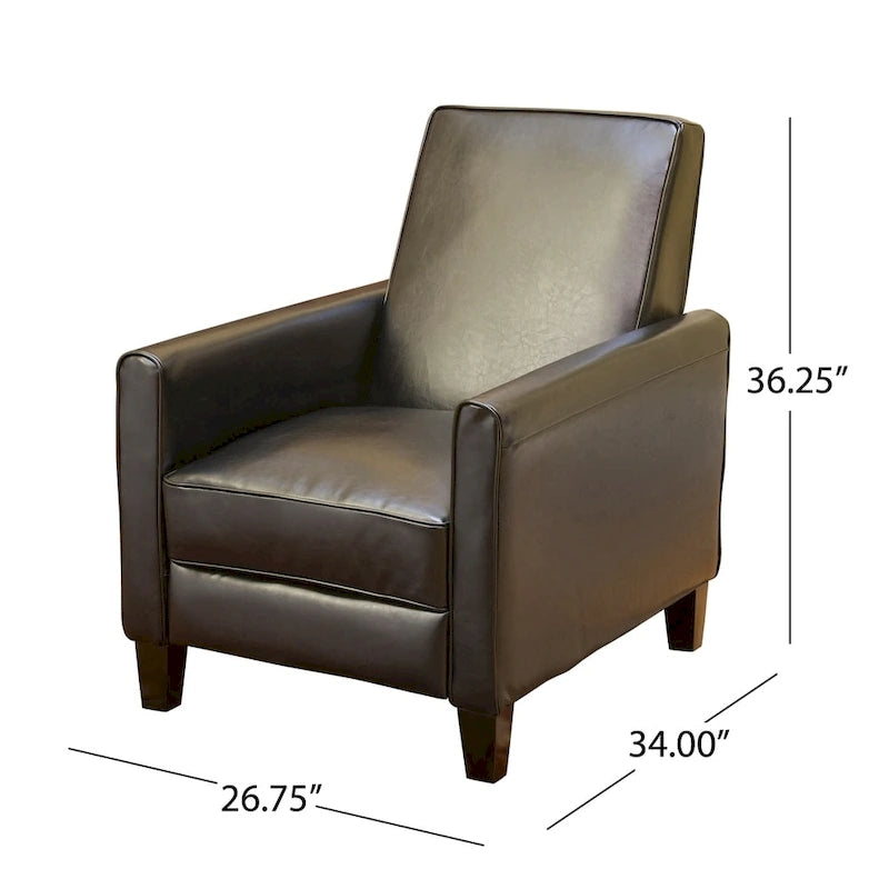 Fauteuil inclinable de club en cuir reconstitué noir Darvis de Christopher Knight Home