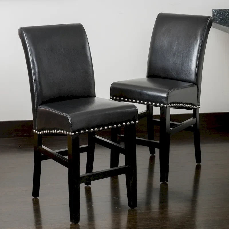 Tabouret de comptoir en cuir Lisette de 104 cm (lot de 2) par Christopher Knight Home