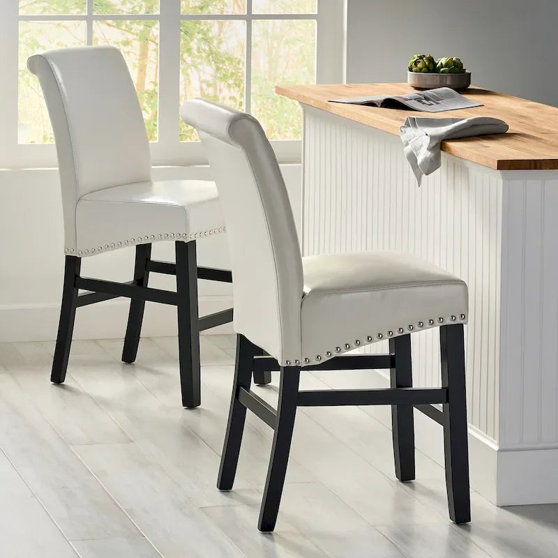 Tabouret de comptoir en cuir Lisette de 104 cm (lot de 2) par Christopher Knight Home