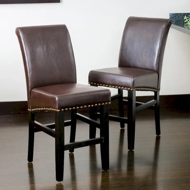 Tabouret de comptoir en cuir Lisette de 104 cm (lot de 2) par Christopher Knight Home