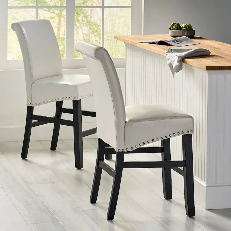 Tabouret de comptoir en cuir Lisette de 104 cm (lot de 2) par Christopher Knight Home