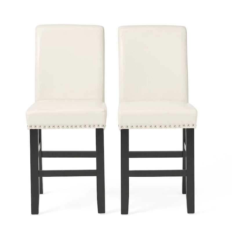Tabouret de comptoir en cuir Lisette de 104 cm (lot de 2) par Christopher Knight Home