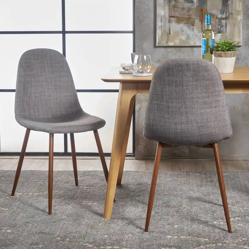 Chaises de salle à manger rembourrées Raina style milieu de siècle (lot de 2) par Christopher Knight Home
