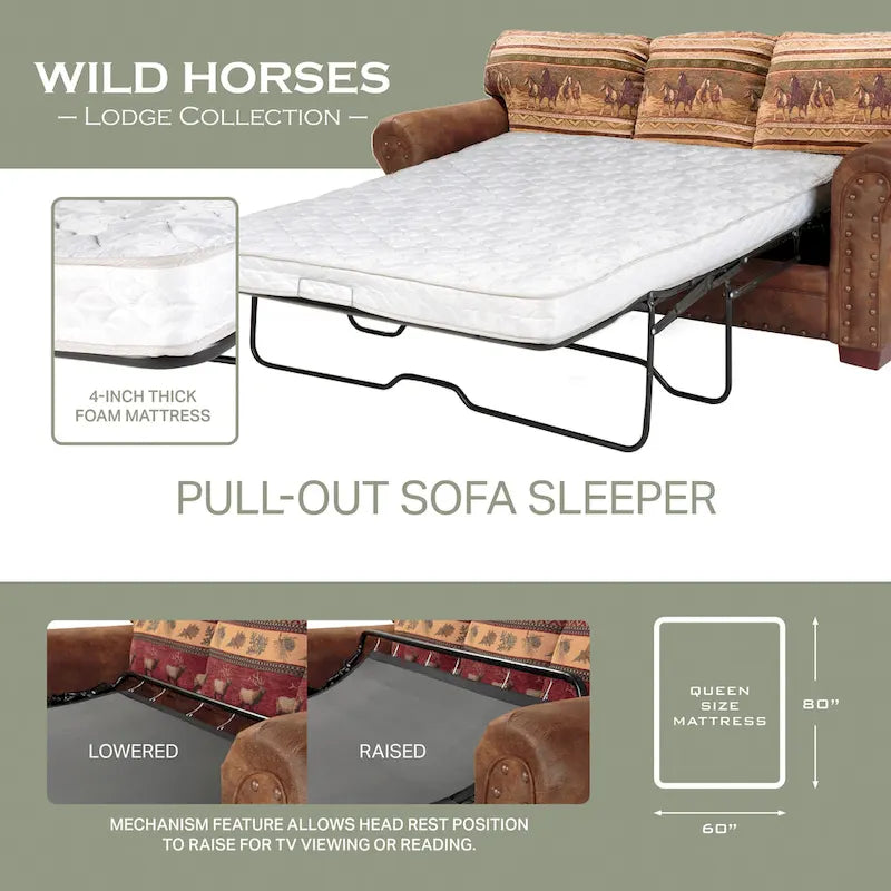Ensemble de 4 fauteuils avec canapé-lit Wild Horses Lodge