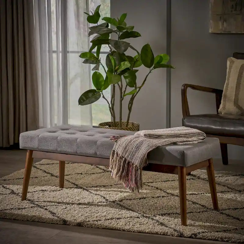 Banc ottoman Flavel en tissu capitonné par Christopher Knight Home
