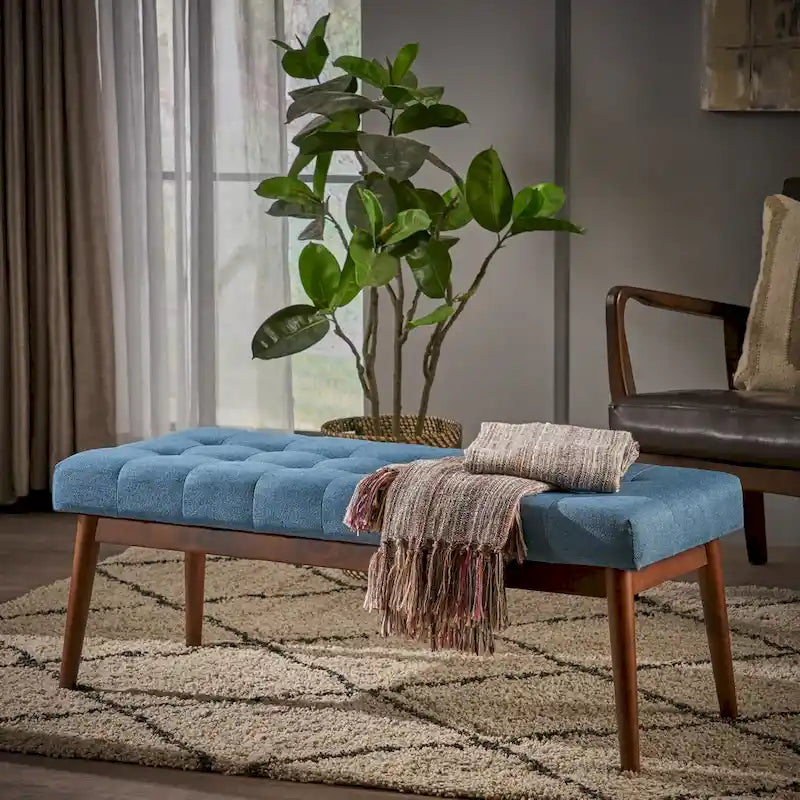 Banc ottoman Flavel en tissu capitonné par Christopher Knight Home