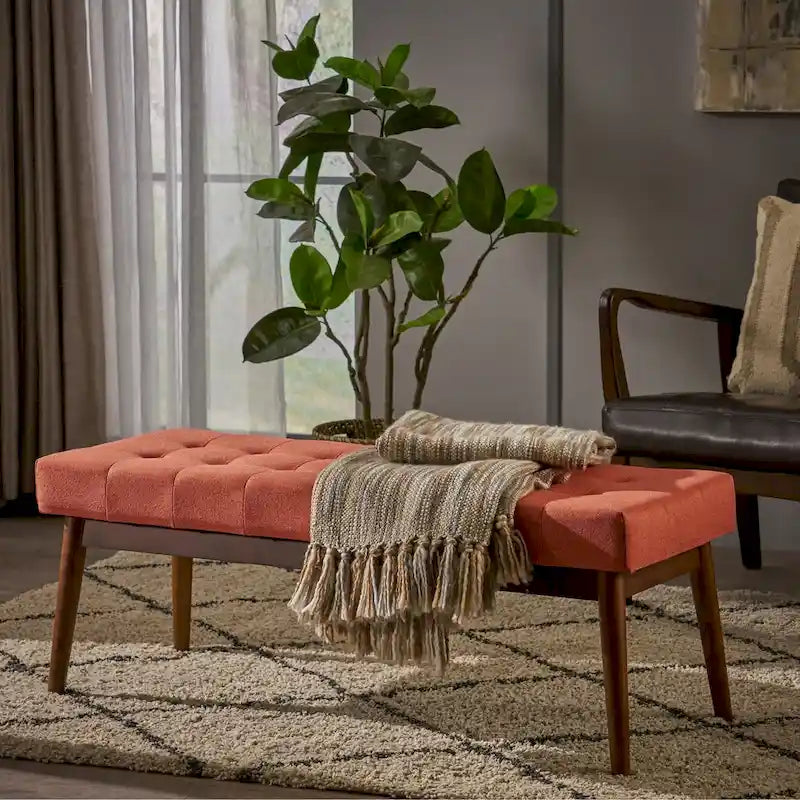 Banc ottoman Flavel en tissu capitonné par Christopher Knight Home