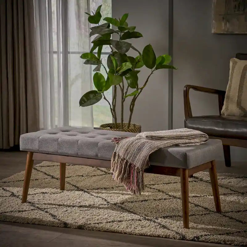 Banc ottoman Flavel en tissu capitonné par Christopher Knight Home