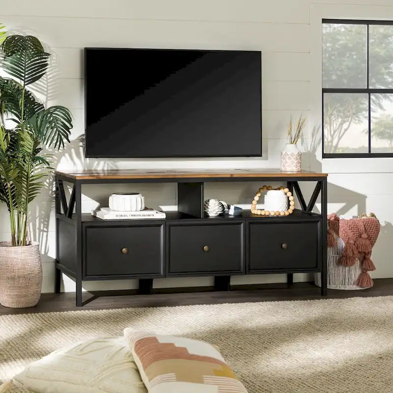 Meuble TV rustique à 3 tiroirs Middlebrook de 60 pouces