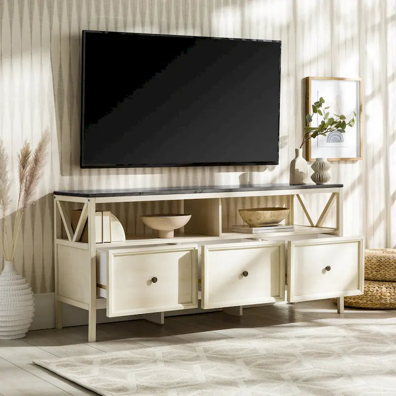 Meuble TV rustique à 3 tiroirs Middlebrook de 60 pouces
