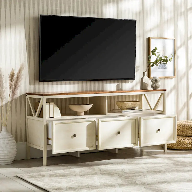 Meuble TV rustique à 3 tiroirs Middlebrook de 60 pouces