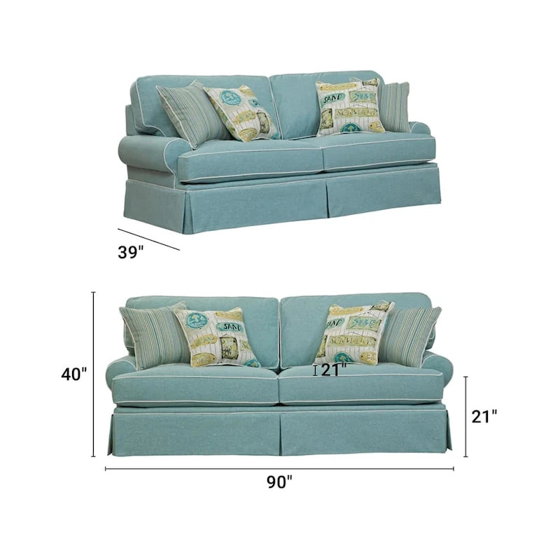 Canapé American Furniture Classics Modèle Coastal Aqua Series avec quatre coussins décoratifs
