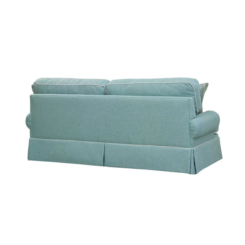 Canapé American Furniture Classics Modèle Coastal Aqua Series avec quatre coussins décoratifs