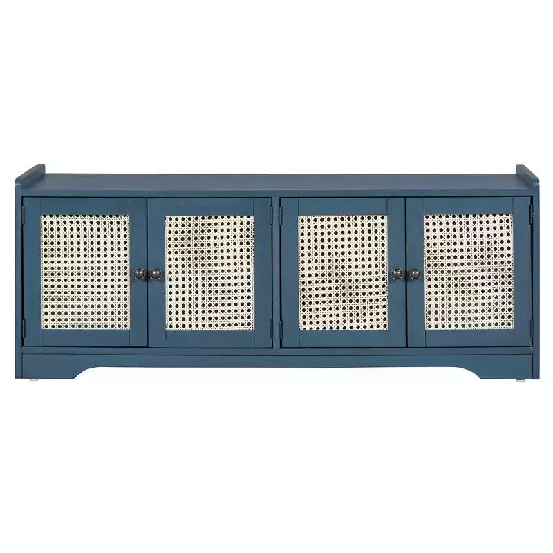 Banc de rangement rustique en bois Whisen, banc à chaussures d'entrée avec coussin amovible, étagères réglables