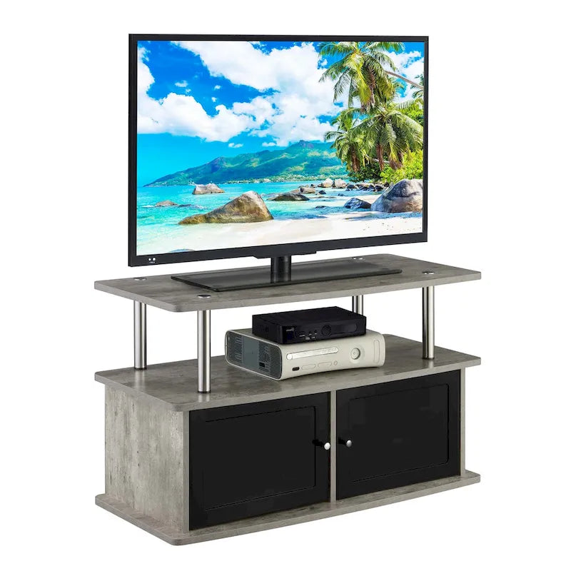 Meuble TV Designs2Go de Convenience Concepts avec 2 armoires de rangement et étagère