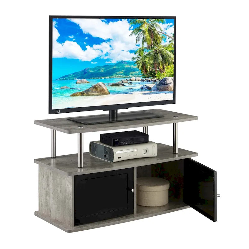 Meuble TV Designs2Go de Convenience Concepts avec 2 armoires de rangement et étagère