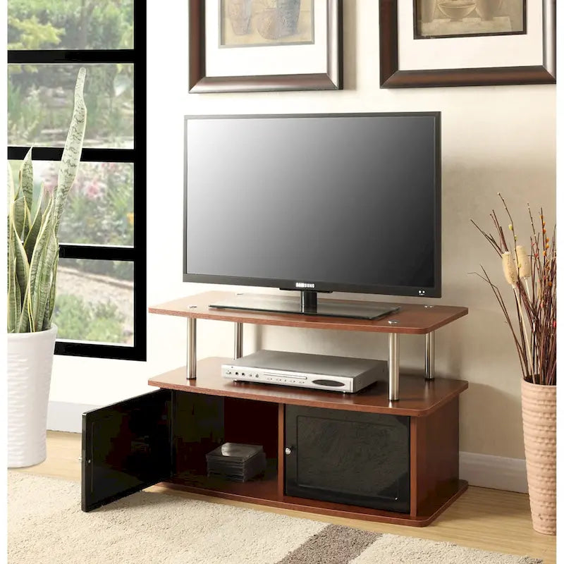 Meuble TV Designs2Go de Convenience Concepts avec 2 armoires de rangement et étagère