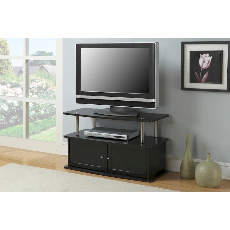 Meuble TV Designs2Go de Convenience Concepts avec 2 armoires de rangement et étagère