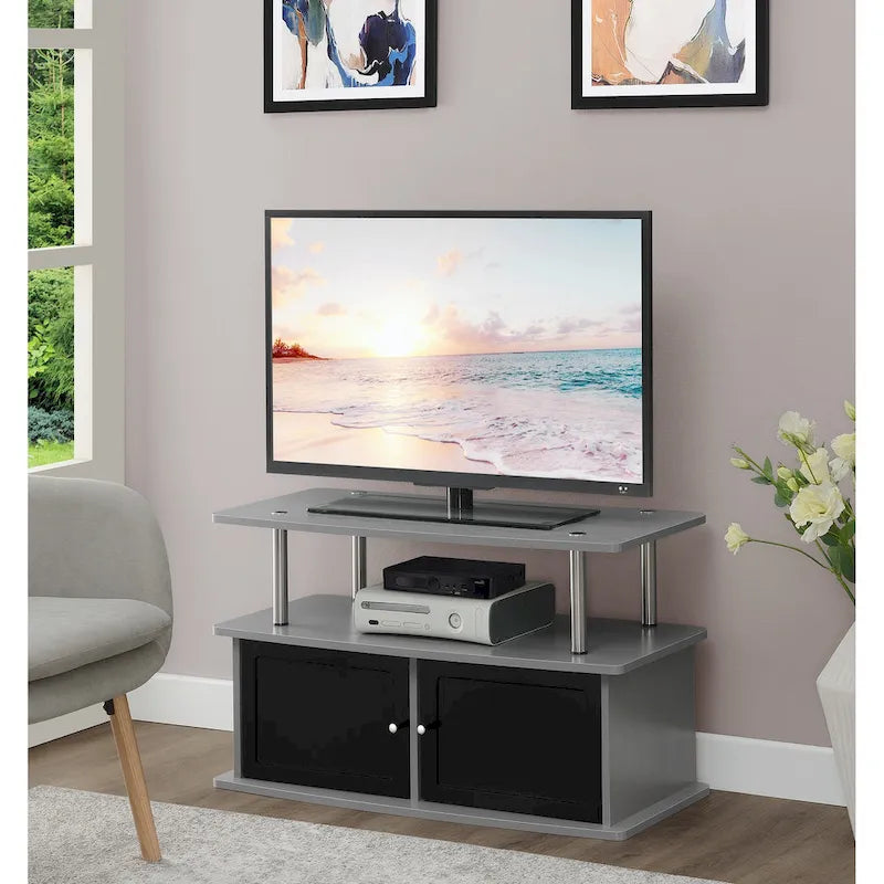 Meuble TV Designs2Go de Convenience Concepts avec 2 armoires de rangement et étagère
