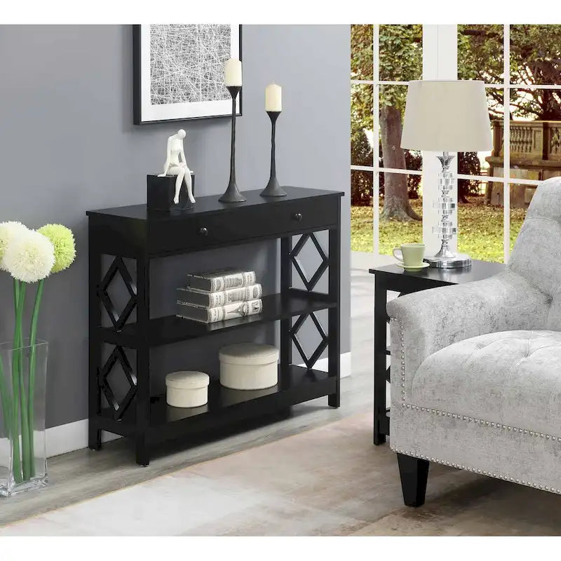 Console de rangement à 1 tiroir avec étagères Diamond de Convenience Concepts