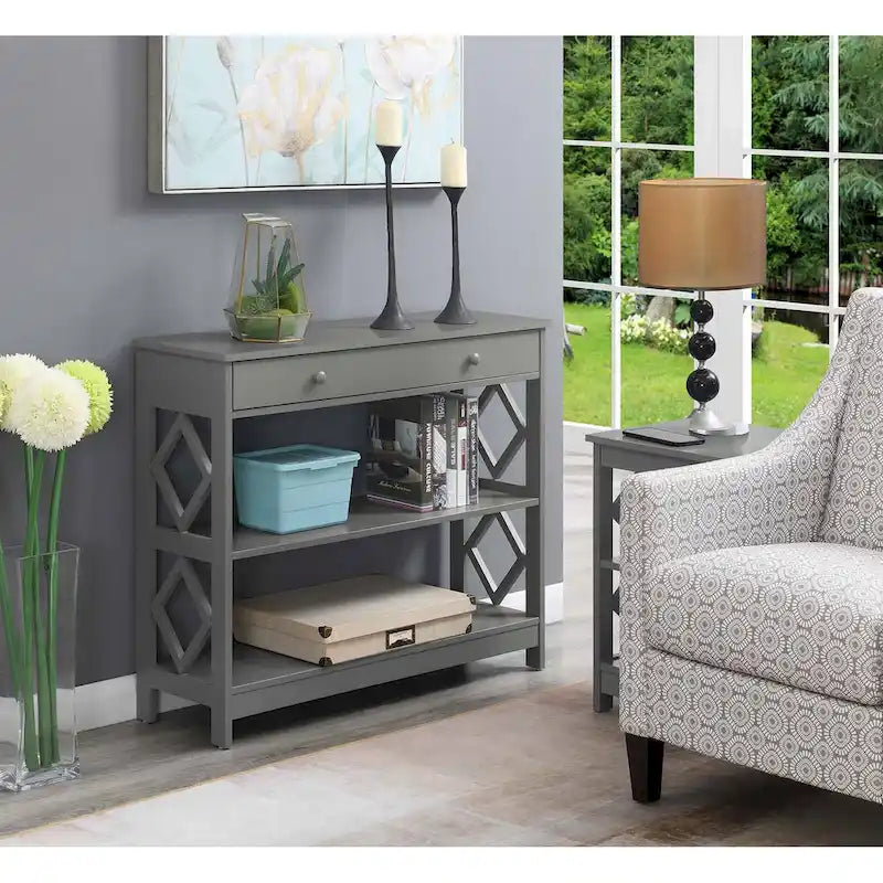 Console de rangement à 1 tiroir avec étagères Diamond de Convenience Concepts
