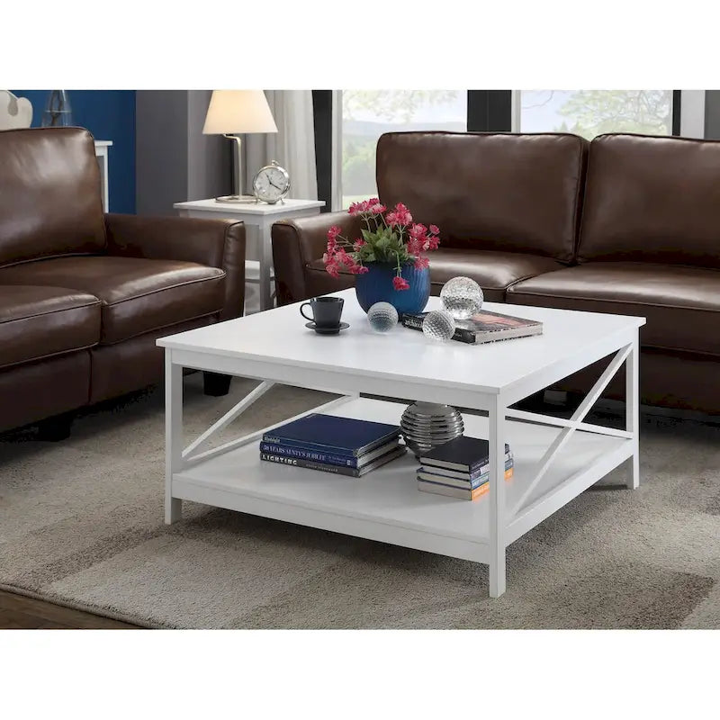 Table basse carrée Oxford 36 avec étagère Convenience Concepts