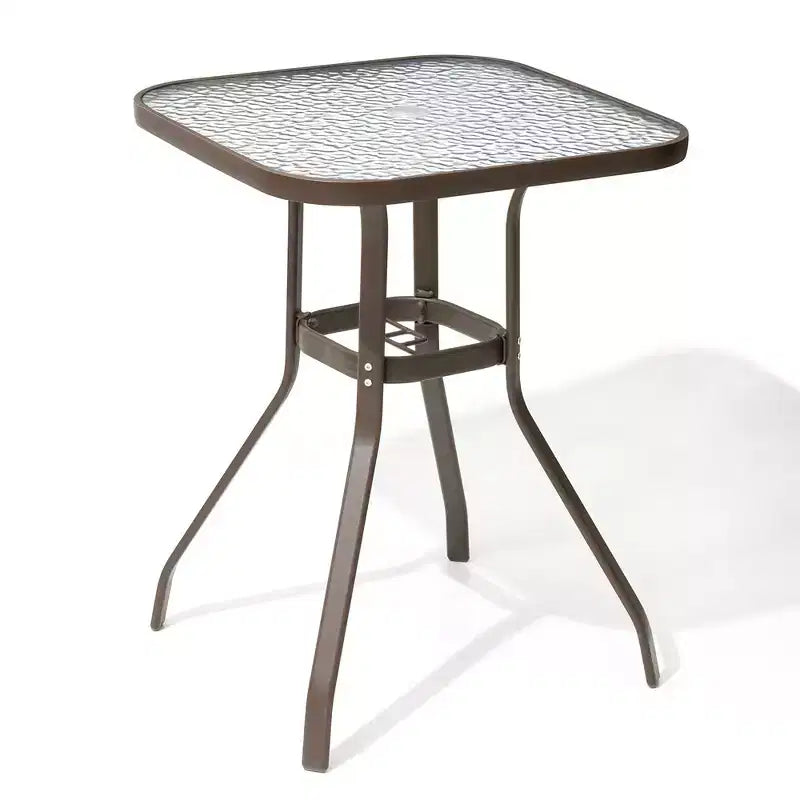 Table de Bar Extérieure Crestlive Products avec Trou pour Parasol, Table de Bistro de Salle à Manger de Patio, Cadre en Aluminium et Plateau en Verre Trempé, Mobilier de Banquet Extérieur