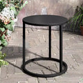Crestlive Products Patio Side Table, Chaise Lounge Table, Snack End Table, Metal Round Coffee Bistro Table for Indoor Outdoor (Black)