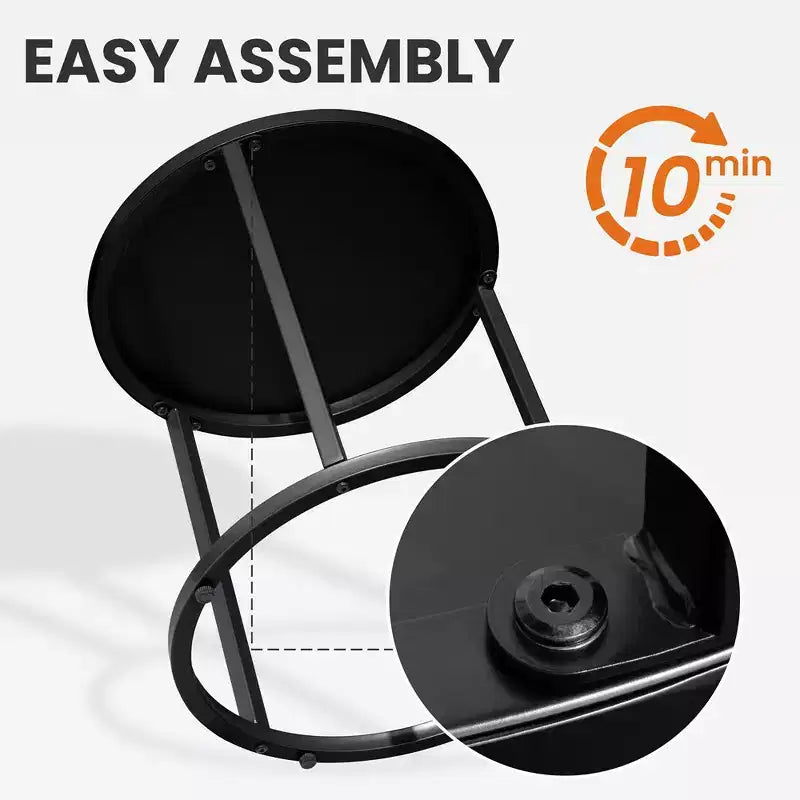 Crestlive Products – Table d'appoint de patio, Table de chaise longue, Table d'appoint à collation, Table basse bistrot ronde en métal pour intérieur et extérieur (Noir)