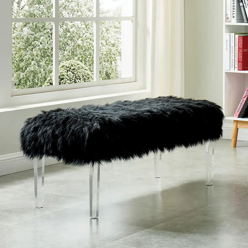Banc d'entrée Andral en similicuir contemporain par Silver Orchid