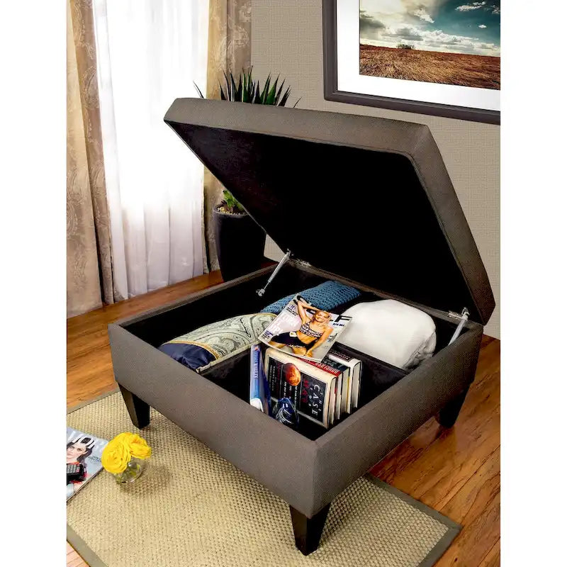 Table ottoman de cocktail organisationnel rembourré MJL Furniture Manhattan Espresso
