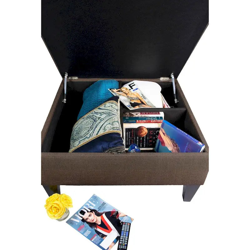 Table ottoman de cocktail organisationnel rembourré MJL Furniture Manhattan Espresso