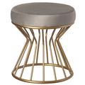 Pouf rond moderne en velours avec piètement incurvé en métal doré standard