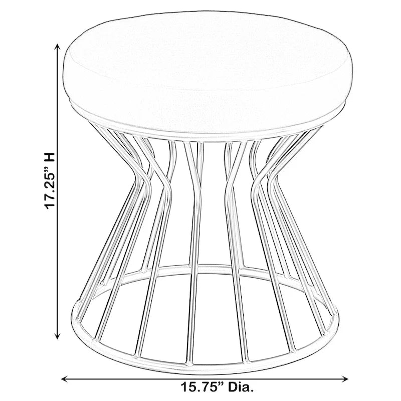 Pouf rond moderne en velours avec piètement incurvé en métal doré standard