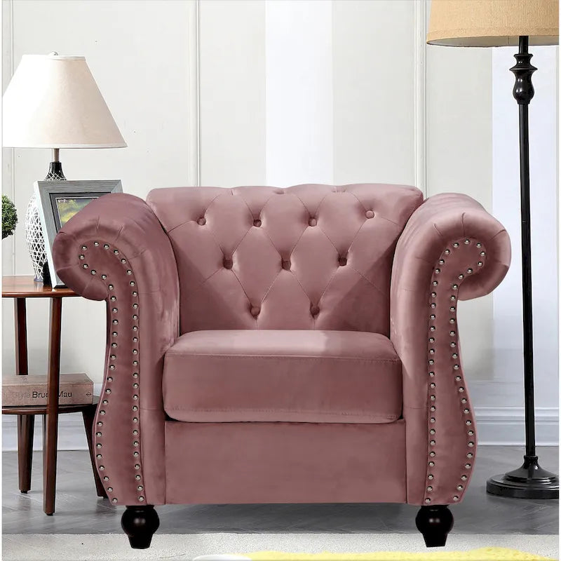 Ensemble 2 pièces Kemos Velvet Chesterfield - Fauteuil et Canapé