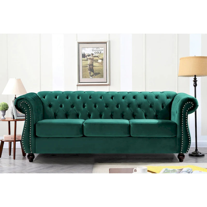 Ensemble 2 pièces Kemos Velvet Chesterfield - Fauteuil et Canapé