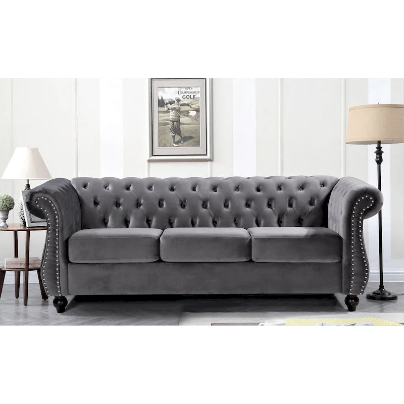 Ensemble 2 pièces Kemos Velvet Chesterfield - Fauteuil et Canapé