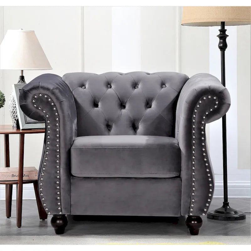 Ensemble 2 pièces Kemos Velvet Chesterfield - Fauteuil et Canapé