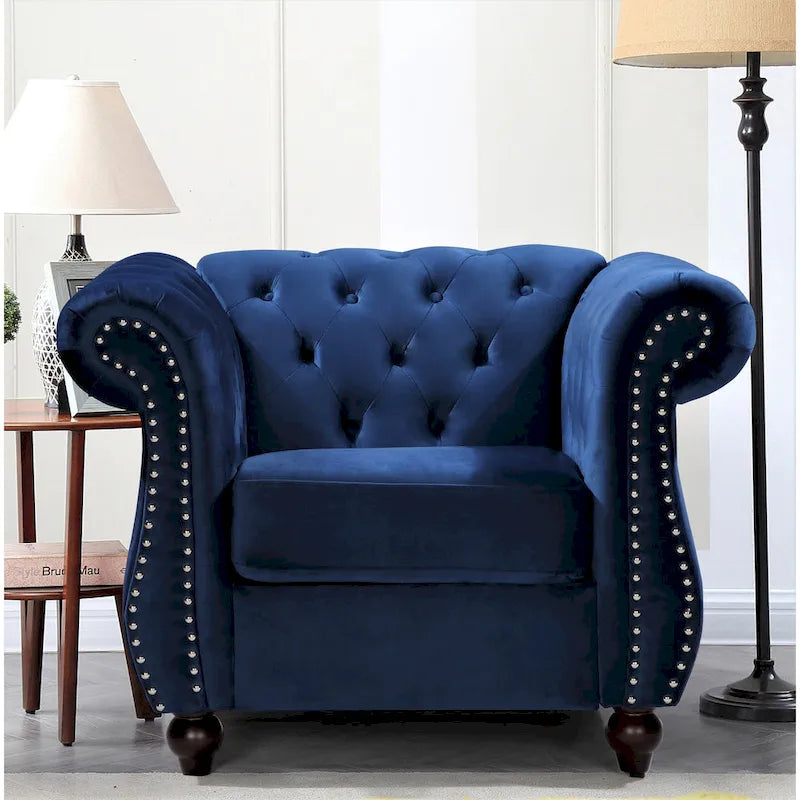 Ensemble 2 pièces Kemos Velvet Chesterfield - Fauteuil et Canapé