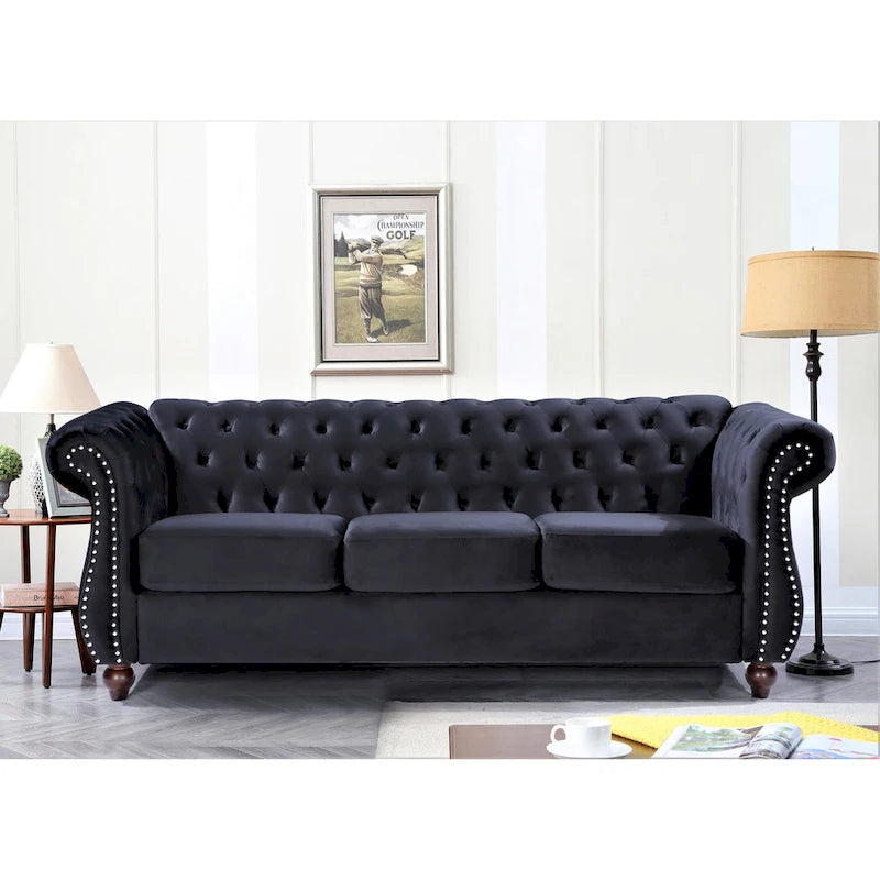 Ensemble 2 pièces Kemos Velvet Chesterfield - Fauteuil et Canapé