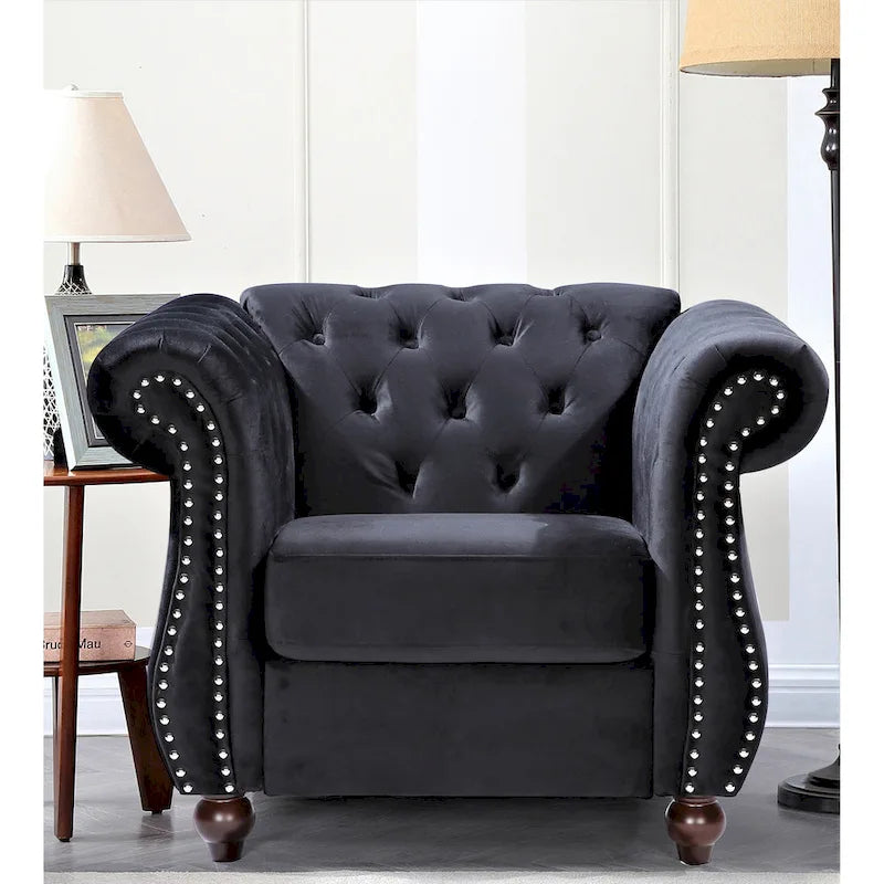 Ensemble 2 pièces Kemos Velvet Chesterfield - Fauteuil et Canapé
