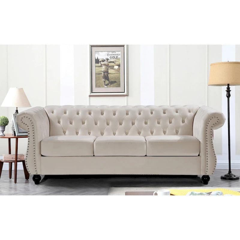 Ensemble 2 pièces Kemos Velvet Chesterfield - Fauteuil et Canapé