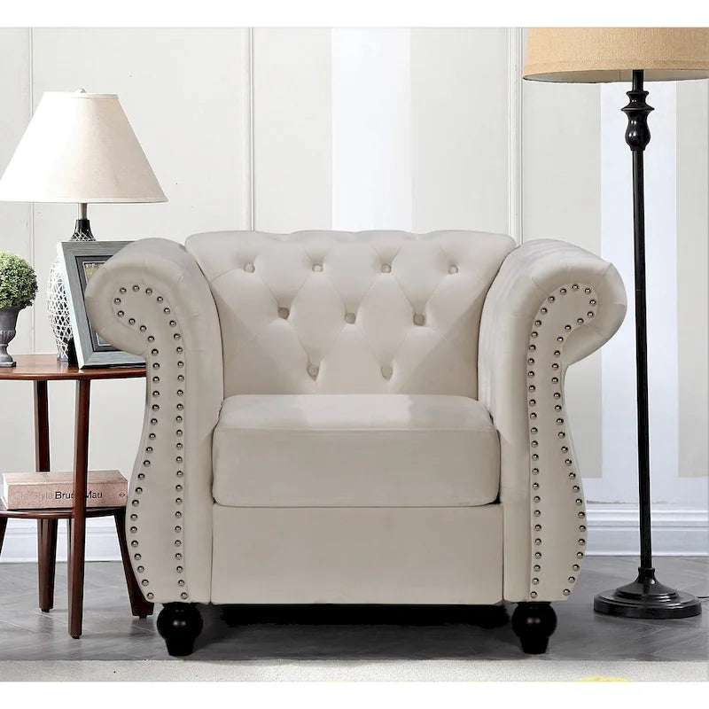 Ensemble 2 pièces Kemos Velvet Chesterfield - Fauteuil et Canapé