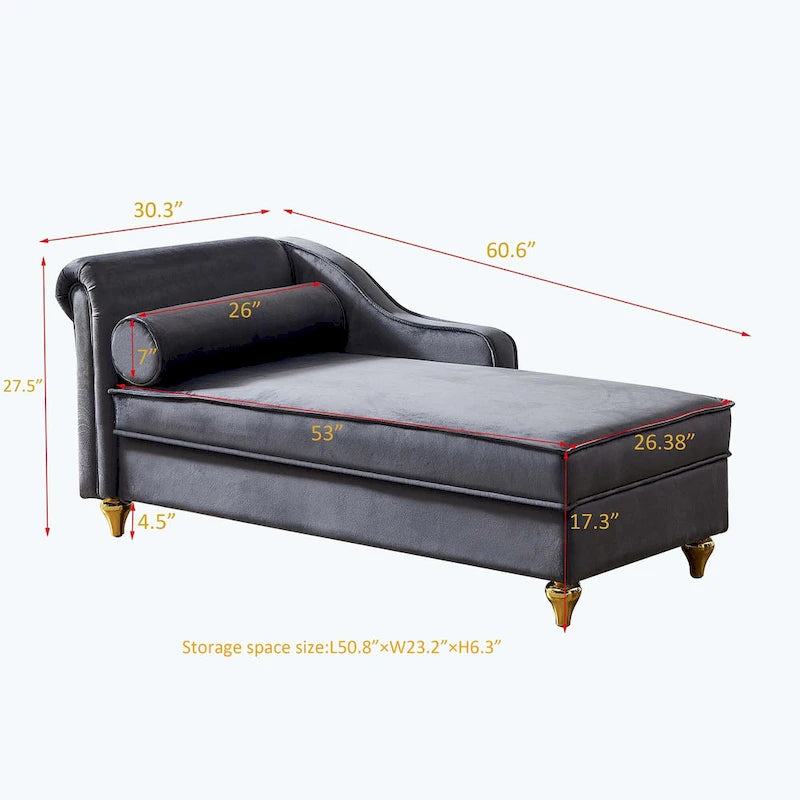 Chaise longue moderne rembourrée avec rangement